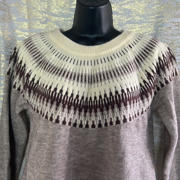 Vintage🧚‍♀️ Fair Isle Sweater Women Long Sleeve Crew Neck Cozy Knit Sweaters - Picture 3 of 8